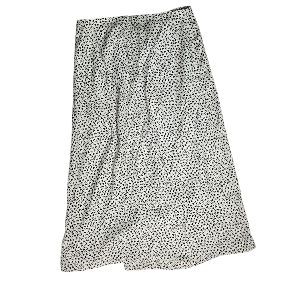 Vince Star Dot Drape Skirt Silk Blend Front Pleat Midi Ivory & Black size 8 - Picture 6 of 9